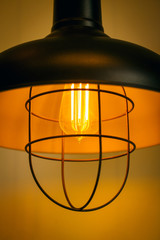 Tungsten lamp bulb, old vintage design style.