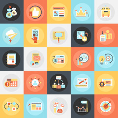 Poster - flat icons pack of business startup