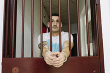  Caucasian Prisoner Behind Bars In Jail - Criminal Justice Syste