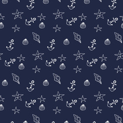 Hand drawn nautical seamless background