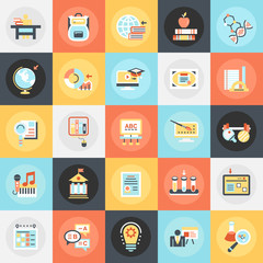 Poster - Flat icons pack of distance education
