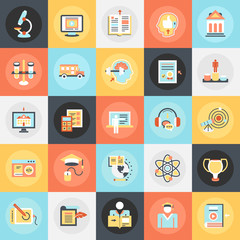 Poster - Flat icons pack of internet education