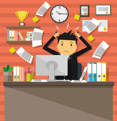 Poster - businessman in pile of office papers