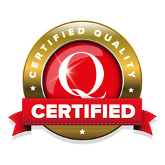 Wall Mural - Certified quality badge with red ribbon