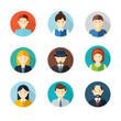 © glebmarti - People user pics icons in flat style. Different male and female avatars. Men  women faces collection set. Vector illustration.
