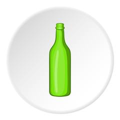 Poster - Beer bottle icon in cartoon style isolated on white circle background. Alcoholic beverage symbol vector illustration 