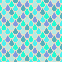 Poster - Teal and purple water drops seamless pattern