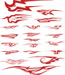 Set of red color tribal tattoo vignettes