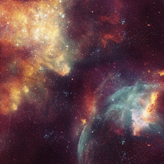 Wall Mural - galaxy illustration, space background with stars, nebula, cosmos clouds