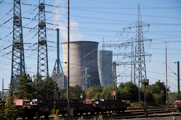 Wall Mural - electricity pylons and power plant Lingen Emsland