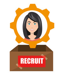 Poster - avatar woman recruit inside a box. human resource theme. colorful design. vector illustration