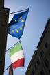 European and Italian flags, Rome