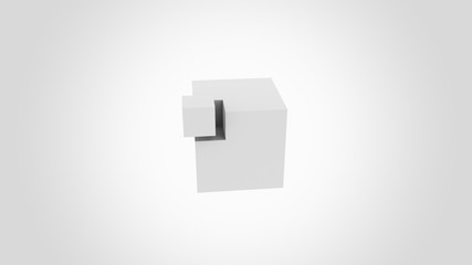 Abstract grey cube assembling. Missing part concept. 3D rendering