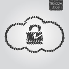 Poster - Vector icon of Cloud Security concept in scribble style