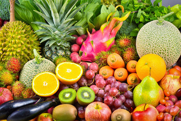 Wall Mural - Different fruits and vegetables organic for healthy