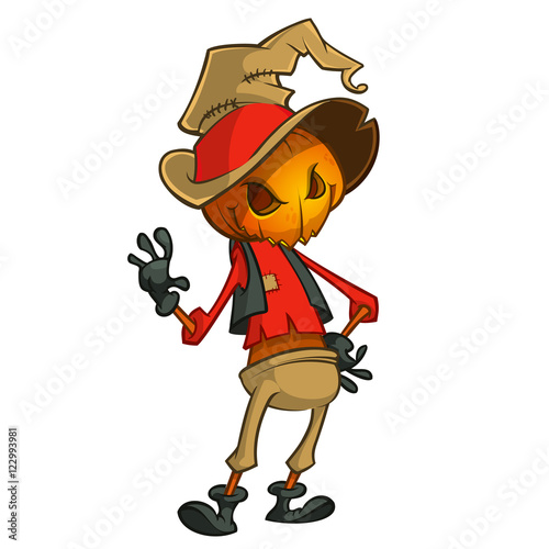 Halloween Cartoon Scarecrow With Pumpkin Head Vector Cartoon Character Isolated On White Buy This Stock Vector And Explore Similar Vectors At Adobe Stock Adobe Stock