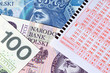 Lotto lottery in Poland - coupon and money. 