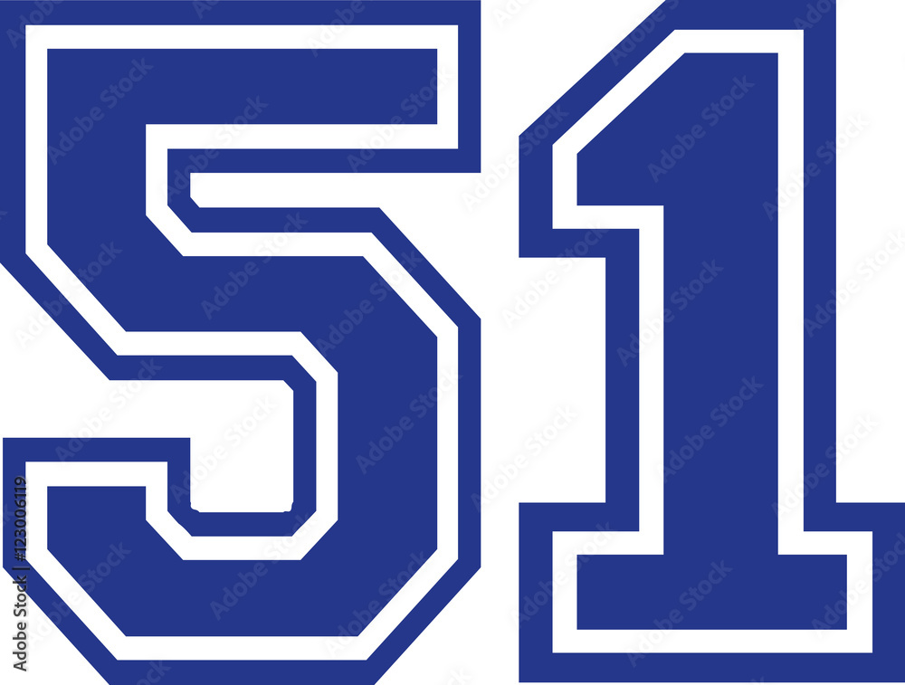 Fifty-one college number 51 Stock Vector | Adobe Stock