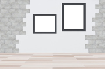 blank photo frame gray background