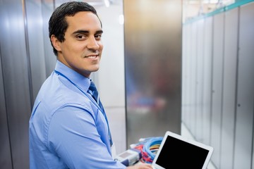 Aufkleber - Portrait of technician working on laptop