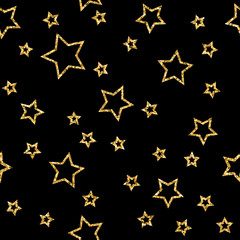 Wall Mural - stars seamless pattern gold and black retro background. abstract bright golden design for wallpaper,