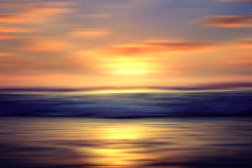 Wall Mural - blurred background sunset on the sea