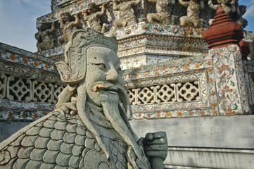 traditional Chinese giant statue in Bangkok temple of dawn