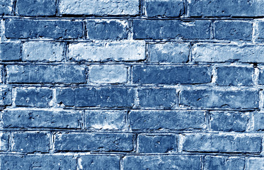 Wall Mural - Weathered blue toned brick wall surface.