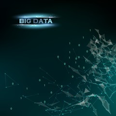 Poster - Computer technology and Big Data. Abstract infomation design code in futuristic style. Industrial modern screen. Digital cyber design over dak blue background. Vector illustration.