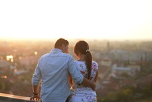 Couple Looking At The Amaizing View Of The City