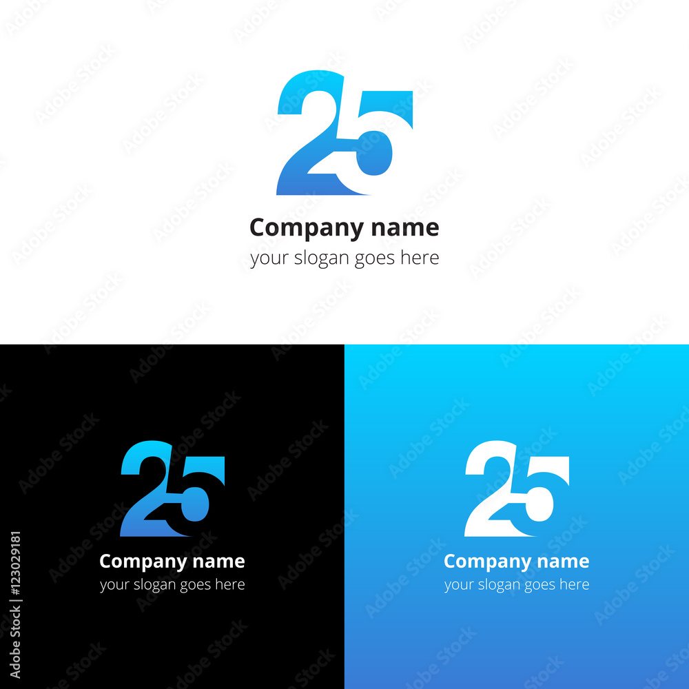 25 logo icon flat and vector design template. Monogram numbers two and ...