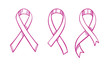 Hand drawn vector illustration - Collection of pink cancer ribbo