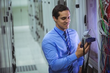 Aufkleber - Technician using digital cable analyzer