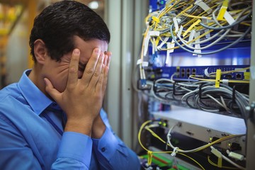 Poster - Technician getting stressed over server maintenance