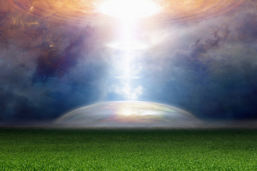 Wall Mural - abstract fantastic background - spotlight from ufo