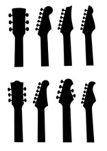 Set Of Guitar Headstock Silhouette Isolated On White