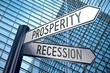 Signpost illustration, two arrows - prosperity or recession