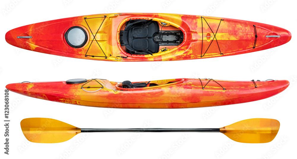 crossover whitewater kayak isolated - obrazy, fototapety, plakaty 