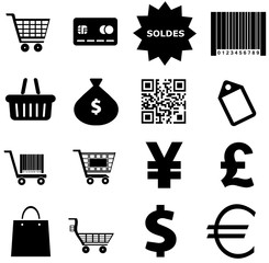 Sticker - Commerce et finance en 16 icônes