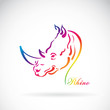 Vector of hand sketch a rhino head on a white background. Animal