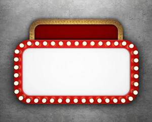 Wall Mural - Retro cinema banner on concrete wall. 3D rendering