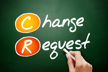 Poster - Hand drawn CR - Change Request, business concept on blackboard
