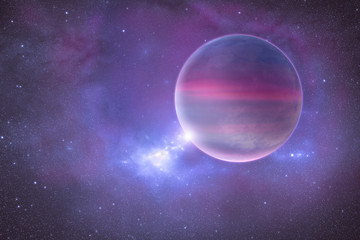Wall Mural - astronomy image with planet, nebula and stars in space