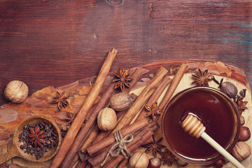 Wall Mural - Winter spices and ingredients for cooking