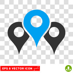 Wall Mural - Vector Locations EPS vector icon. Illustration style is flat iconic bicolor blue and gray symbol on a transparent background.