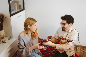 Canvas Print - Boyfriend offering a glass to his girlfriend