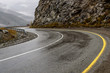 road mountains fog hairpin curve