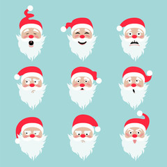 Wall Mural - santa claus character. emotions icon set. merry christmas