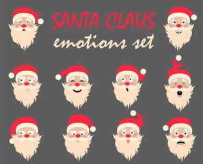 Wall Mural - santa claus character. emotions icon set. merry christmas