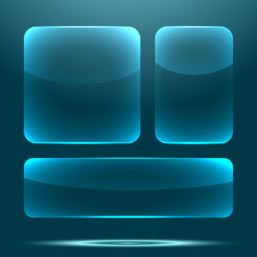 Transparent glass blue button set